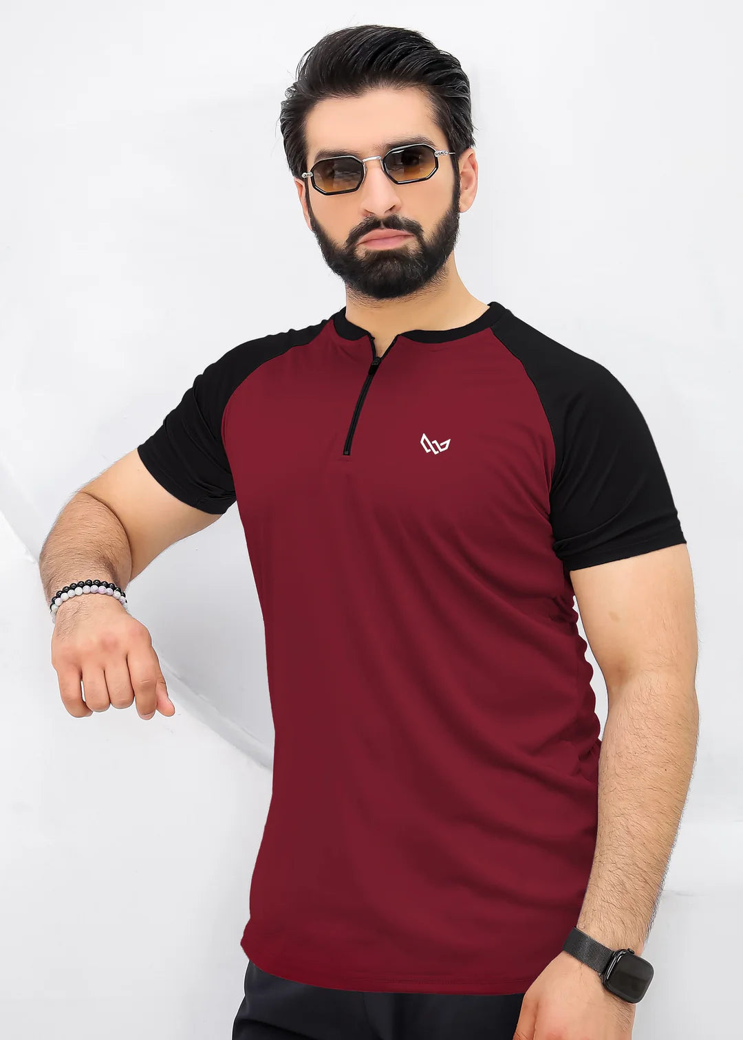 Velocity Zip Tee (Maroon/Black)