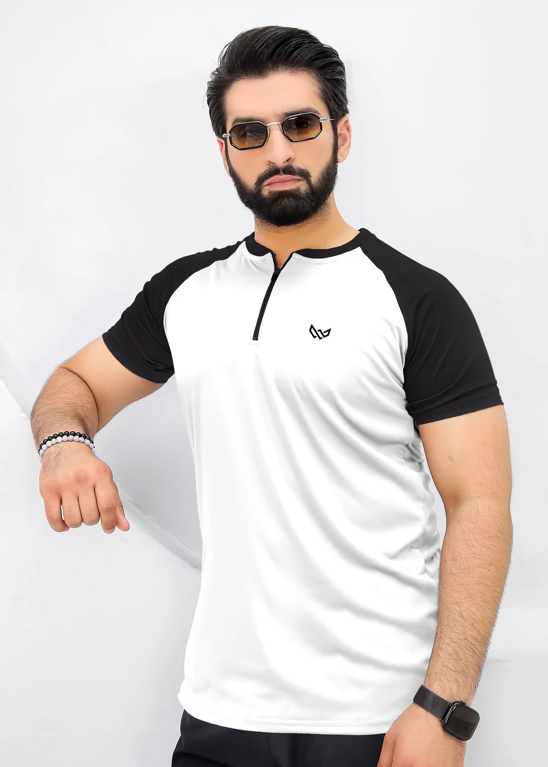 Velocity Zip Tee (White/Black)