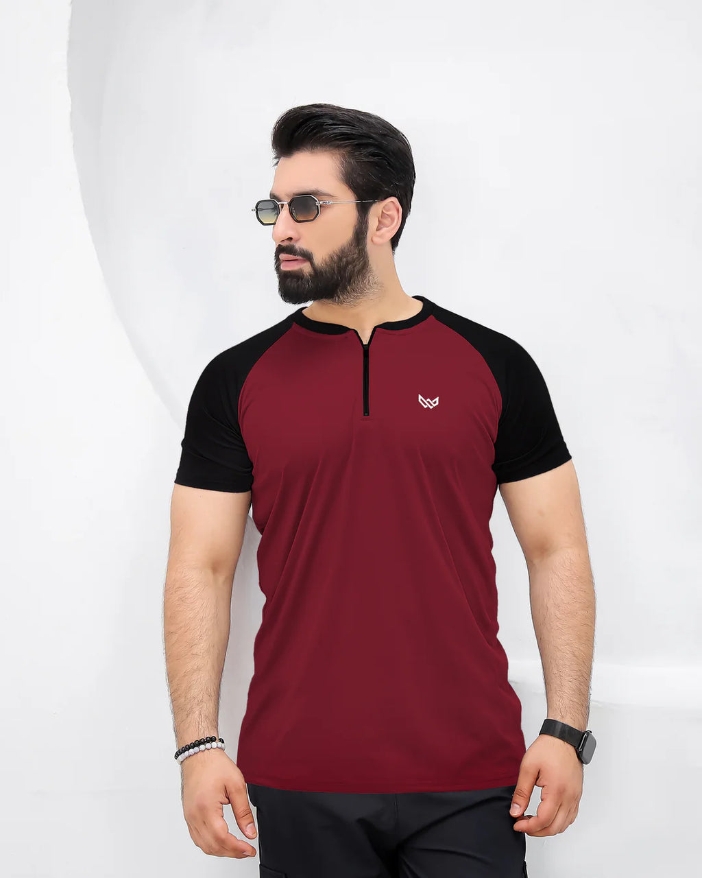 Velocity Zip Tee (Maroon/Black)