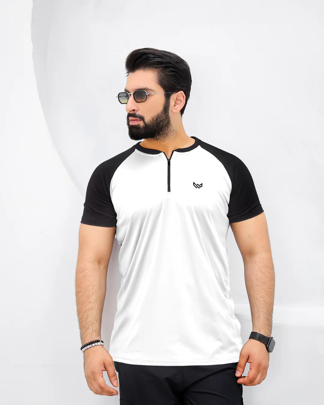 Velocity Zip Tee (White/Black)