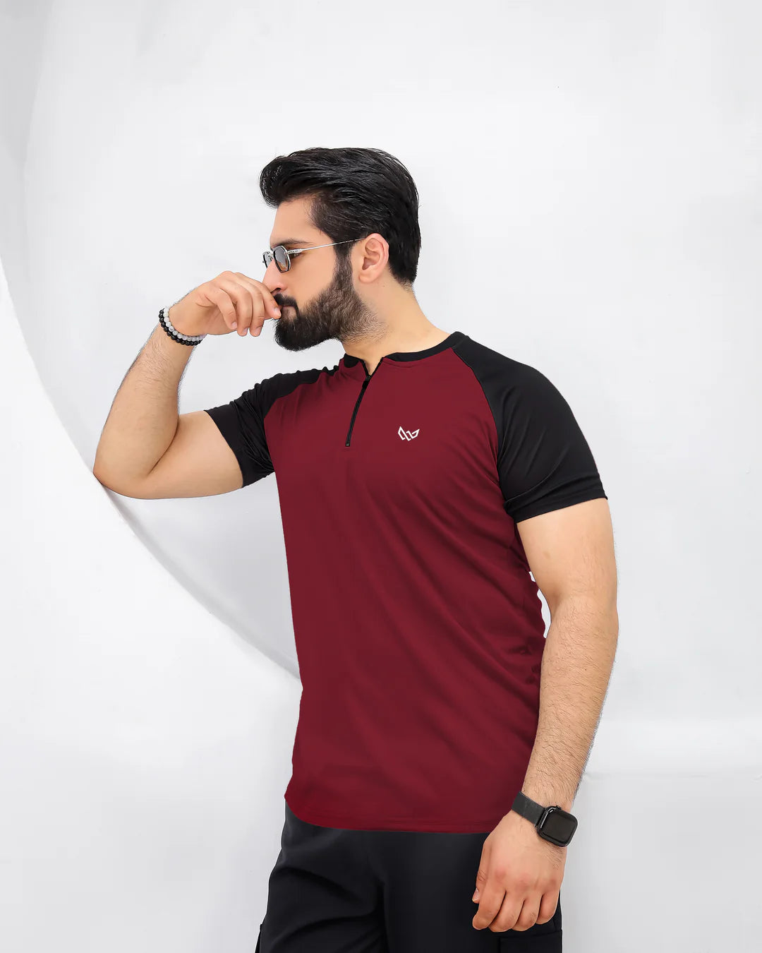 Velocity Zip Tee (Maroon/Black)