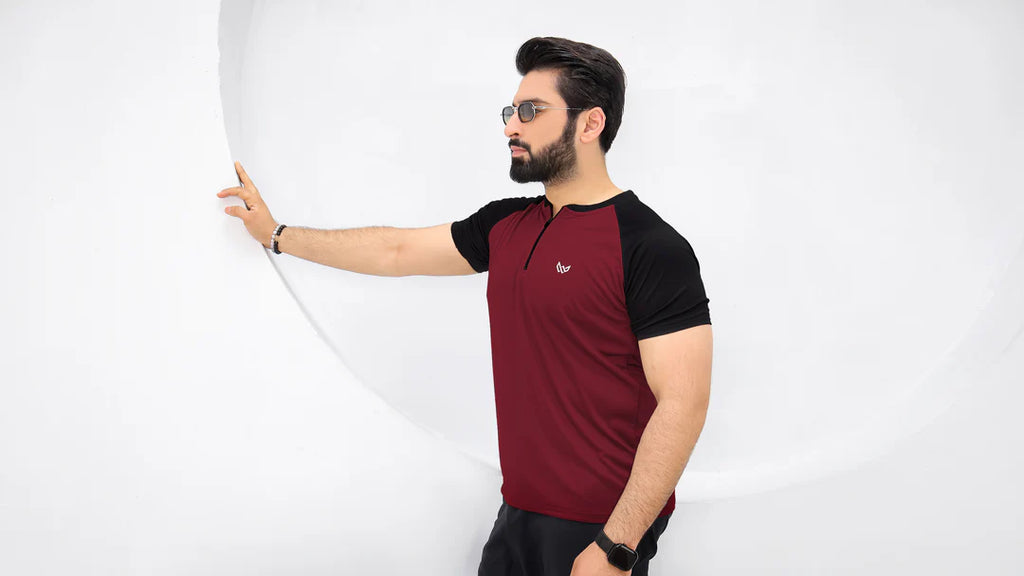 Velocity Zip Tee (Maroon/Black)