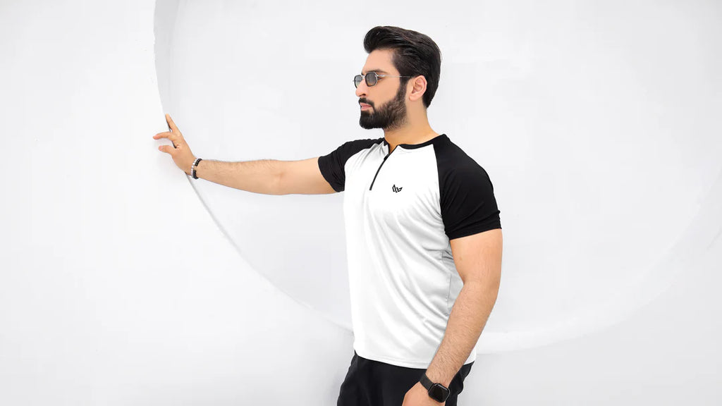 Velocity Zip Tee (White/Black)